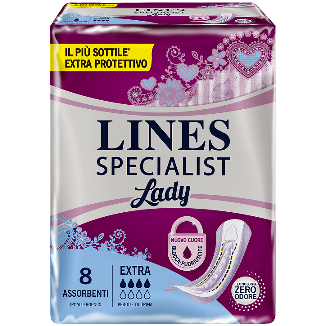 Assorbenti Per Incontinenza Lines Specialist Lady Extra Ipoallergenici 8 Pezzi Assorbenti Per Incontinenza Lines Specialist Lady Extra Ipoallergenici 8 Pezzi
