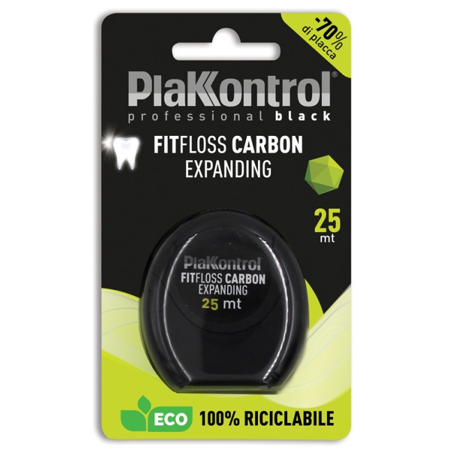 PLAKKONTROL PROFESSIONAL BLACK FITFLOSS CARBON EXPANDING FILO INTERDENTALE 25 METRI FRESH MINT PLAKKONTROL PROFESSIONAL BLACK FITFLOSS CARBON EXPANDING FILO INTERDENTALE 25 METRI FRESH MINT