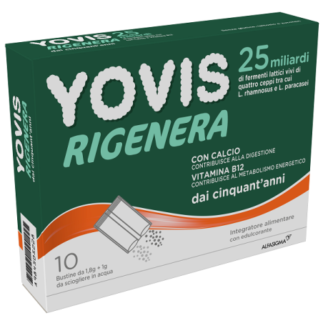 Confezione da 10 bustine di Yovis Rigenera 50+ per il benessere intestinale Confezione da 10 bustine di Yovis Rigenera 50+ per il benessere intestinale