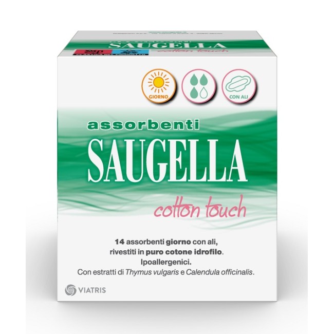 Confezione da 14 pezzi di Saugella Cotton Touch, assorbenti per il giorno. Confezione da 14 pezzi di Saugella Cotton Touch, assorbenti per il giorno.