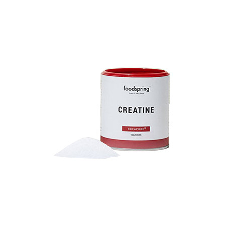 Barattolo da 150 grammi di Foodspring  creatina per sportivi e atleti.