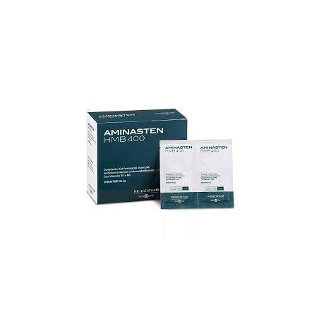 Confezione da 30 bustine di Bios Line Principium Aminasten HMB 440, integratore per stanchezza e tono muscolare.