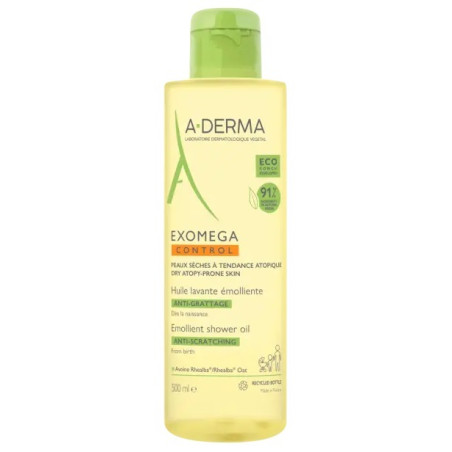 Ricarica da 500 ml di A-Derma Exomega Control Olio Lavante Emolliente Per Pelle Secca.