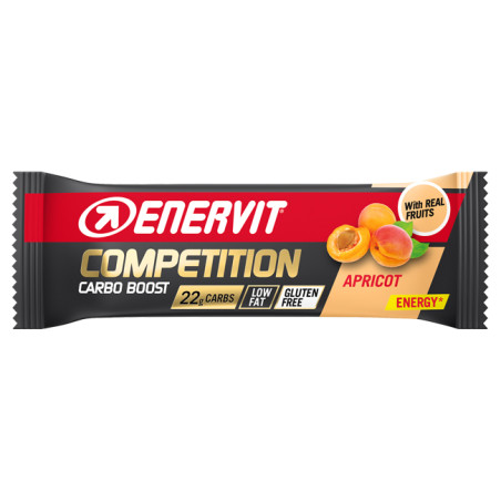 Barretta da 30 g di Enervit Power Sport Competion, barretta energetica gusto albicocca. Barretta da 30 g di Enervit Power Sport Competion, barretta energetica gusto albicocca.