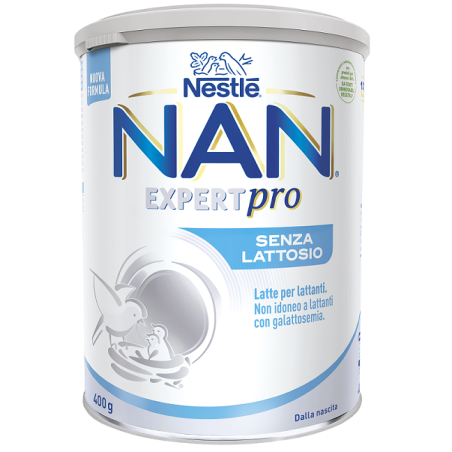 Barattolo da 400 grammi di Nestlè NAN Expert Pro Latte Speciale Per Bambini Intolleranti Senza Lattosio.