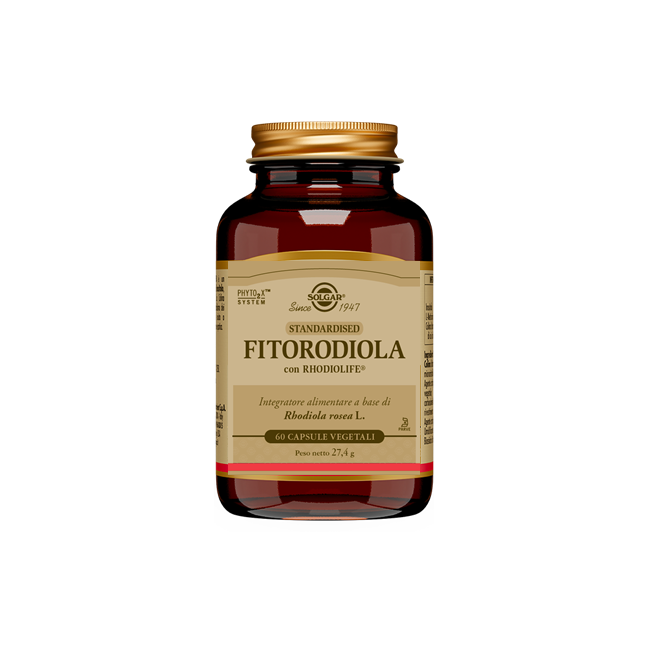 Barattolo da 60 capsule di Solgar Fitorodiola, integratore per stanchezza fisica e mentale. Barattolo da 60 capsule di Solgar Fitorodiola, integratore per stanchezza fisica e mentale.