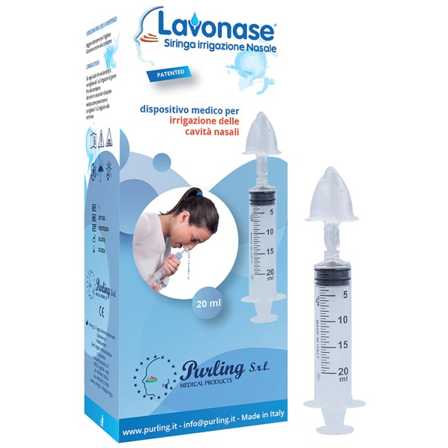 LAVONASE IRRIGAZIONE NASALE NON STERILE SIRINGA 20 ML + LUER-LOCK CON CAPPUCCIO + UGELLO NASALE CON RACCORDO LUER-LOCK + PERFORA LAVONASE IRRIGAZIONE NASALE NON STERILE SIRINGA 20 ML + LUER-LOCK CON CAPPUCCIO + UGELLO NASALE CON RACCORDO LUER-LOCK + PERFORA