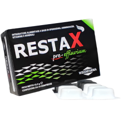 Confezione da 30 compresse di Restax Pre Effluvium, integratore antiossidante per rinforzare i capelli.