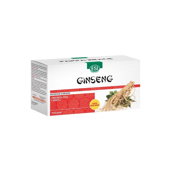 Confezione da 10 flaconcini di Esi Ginseng Integratore Antiossidante Tonico-Adattogeno.
