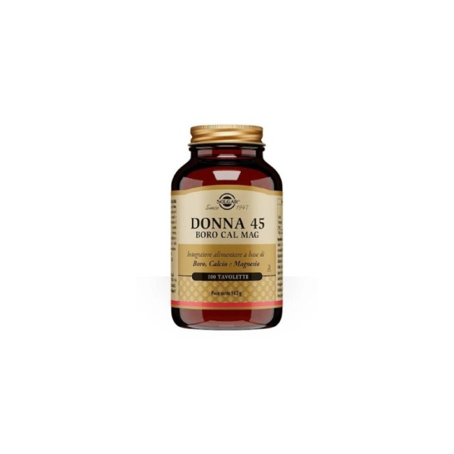 Confezione da 100 tavolette di Solgar Donna 45 Integratore Minerale Di Boro Calcio Magnesio. Confezione da 100 tavolette di Solgar Donna 45 Integratore Minerale Di Boro Calcio Magnesio.