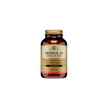 Confezione da 100 tavolette di Solgar Donna 45 Integratore Minerale Di Boro Calcio Magnesio. Confezione da 100 tavolette di Solgar Donna 45 Integratore Minerale Di Boro Calcio Magnesio.