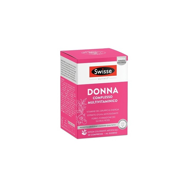 Confezione da 30 compresse di Swisse Donna, integratore multivitaminico per le donne Confezione da 30 compresse di Swisse Donna, integratore multivitaminico per le donne