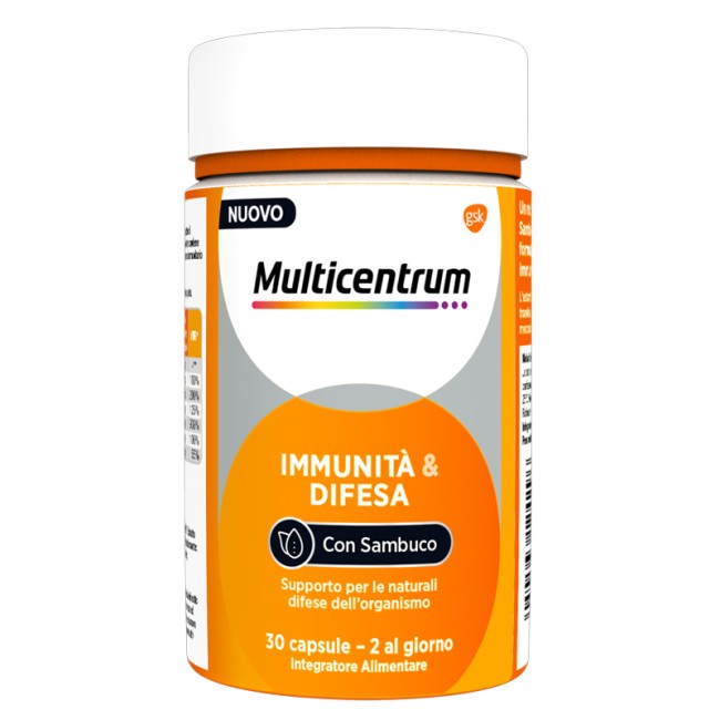 Confezione da 30 capsule di Multicentrum Immunità e Difesa, integratore per il sistema immunitario. Confezione da 30 capsule di Multicentrum Immunità e Difesa, integratore per il sistema immunitario.