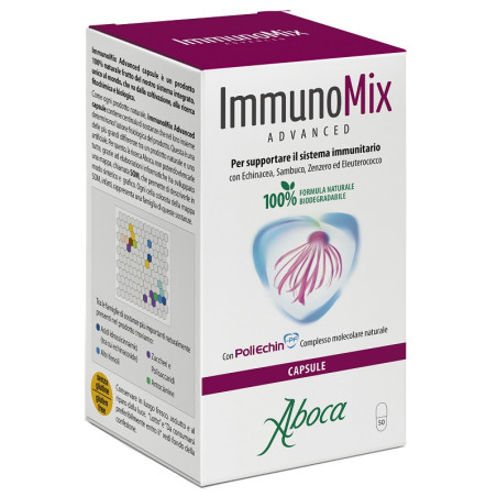 Confezione da 50 capsule di Aboca Immunomix Advanced, integratore per rinforzare le difese immunitarie.