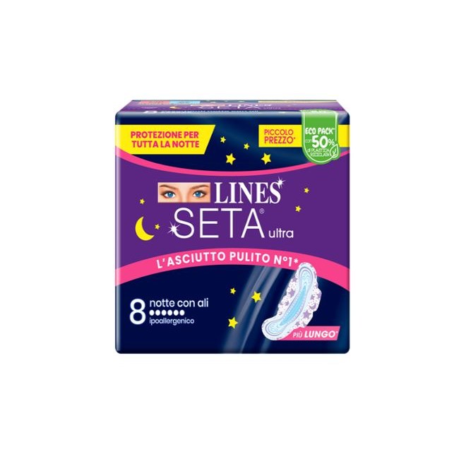Lines Seta Ultra Assorbenti Notte 8 Pezzi Lines Seta Ultra Assorbenti Notte 8 Pezzi