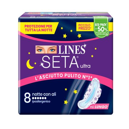 Lines Seta Ultra Assorbenti Notte 8 Pezzi Lines Seta Ultra Assorbenti Notte 8 Pezzi