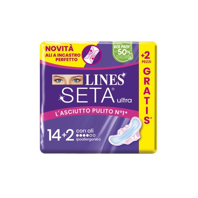 Lines Seta Ultra Assorbenti Ali Cp 14+2 Pezzi
