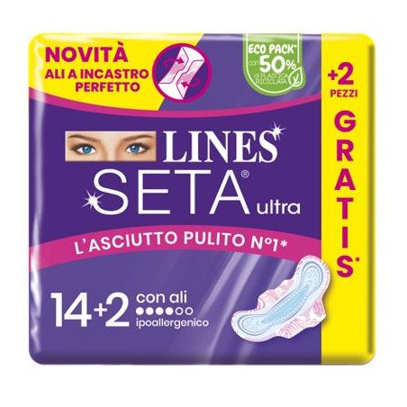 Lines Seta Ultra Assorbenti Ali Cp 14+2 Pezzi
