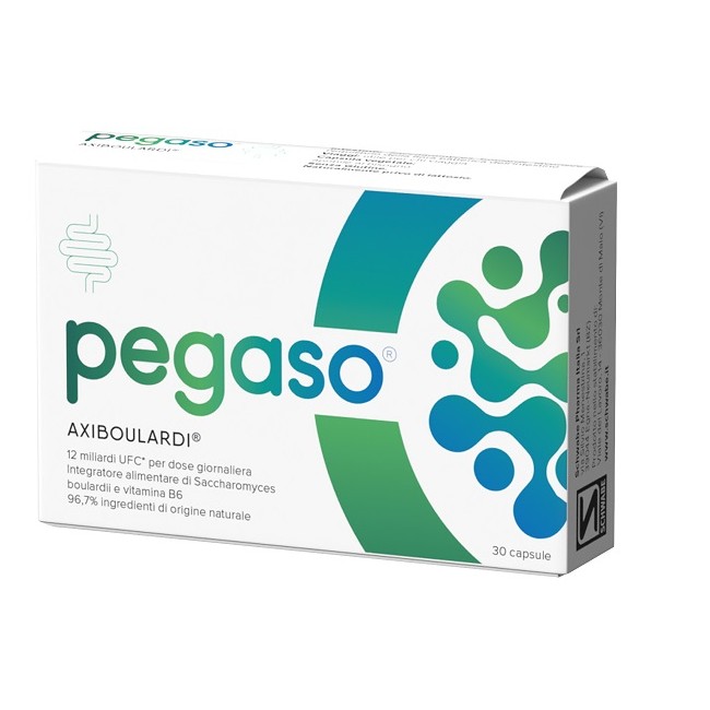 Confezione da 30 capsule di Pegaso Axiboulardi, integratore di fermenti lattici utile per la salute dell'intestino. Confezione da 30 capsule di Pegaso Axiboulardi, integratore di fermenti lattici utile per la salute dell'intestino.