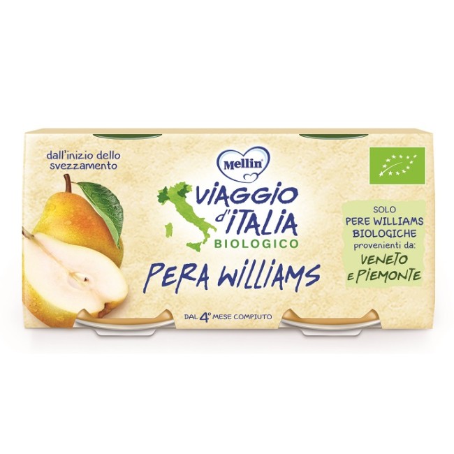 MELLIN VIAGGIO ITALIA BIO OMOGENEIZZATO PERA WILLIAMS 2 X 10 G MELLIN VIAGGIO ITALIA BIO OMOGENEIZZATO PERA WILLIAMS 2 X 10 G