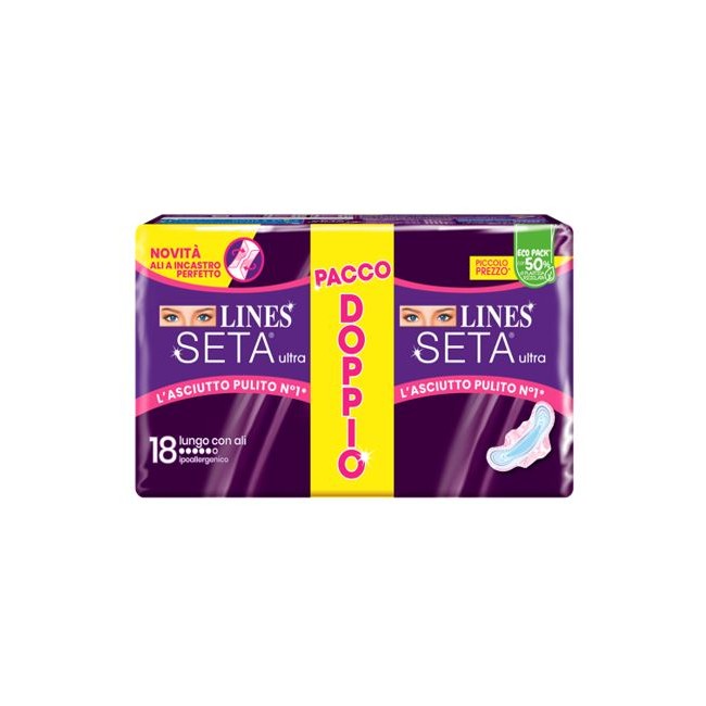 Lines Seta Ultra Assorbenti Lungo Vp Dwct 18 Pezzi Lines Seta Ultra Assorbenti Lungo Vp Dwct 18 Pezzi