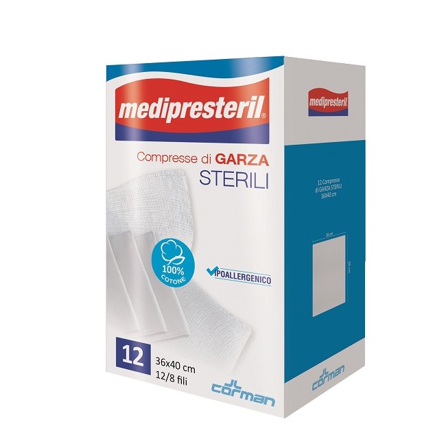 Garza Compressa Medipresteril 12-8 Fu 36x40cm 12 Pezzi Garza Compressa Medipresteril 12-8 Fu 36x40cm 12 Pezzi