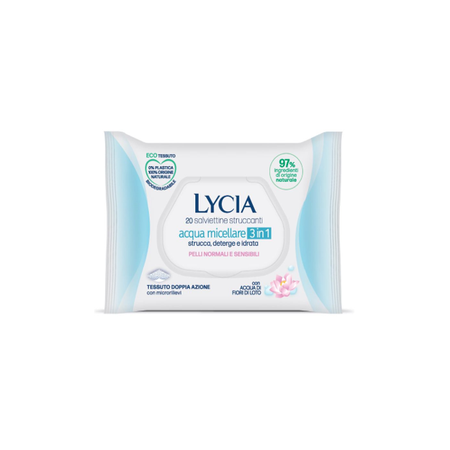 Lycia Salviettine Struccanti Acqua Micellare 3 In 1 20 Pezzi Lycia Salviettine Struccanti Acqua Micellare 3 In 1 20 Pezzi