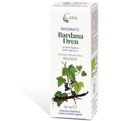 Flacone da 50 ml di Caira Bardanadren Bio, integratore depurativo e drenante.
