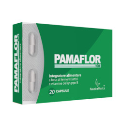 Confezione da 20 capsule di Pamaflor 100 Integratore Di Fermenti Lattici e Vitamine B.