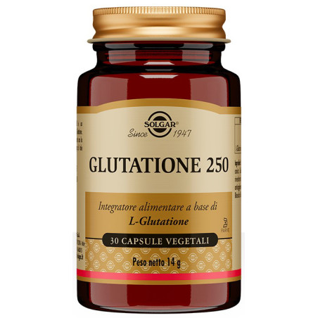 Barattolo da 30 capsule vegetali di Solgar Glutatione, integratore depurativo per la salute del fegato. Barattolo da 30 capsule vegetali di Solgar Glutatione, integratore depurativo per la salute del fegato.