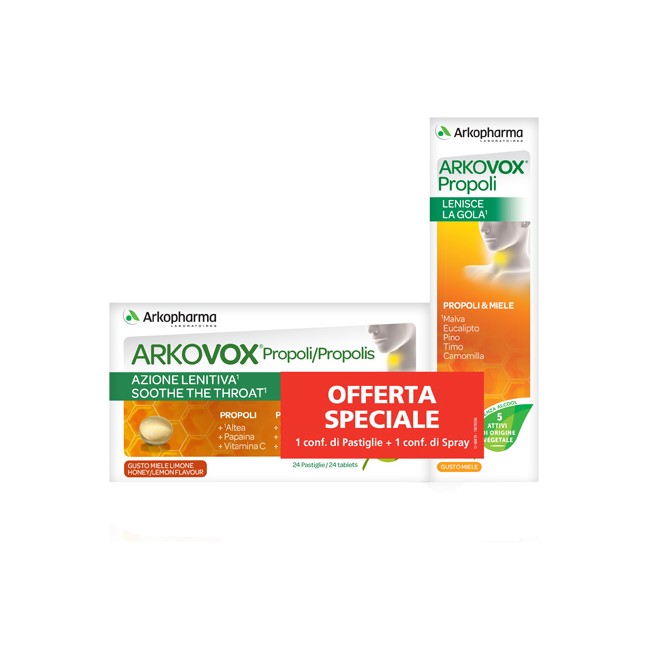ARKOVOX PROPOLI PACK 24 COMPRESSE + SPRAY 30 ML ARKOVOX PROPOLI PACK 24 COMPRESSE + SPRAY 30 ML