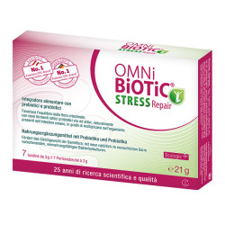 Confezione da 7 bustine di Omni-Biotic Stress Repair, integratore per la salute dell'intestino.