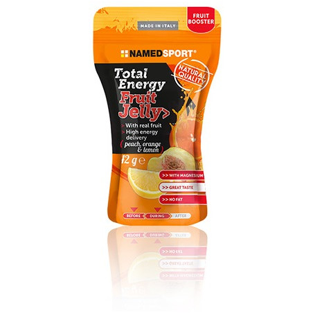 Confezione da 42 grammi di Named Sport Total Energy Fruit Jelly, gel energizzante. Confezione da 42 grammi di Named Sport Total Energy Fruit Jelly, gel energizzante.