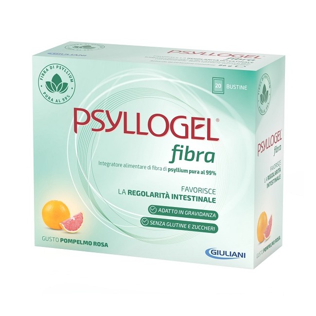 Confezione da 20 bustine di Psyllogel Fibra Pompelmo Rosa integratore per la stitichezza Confezione da 20 bustine di Psyllogel Fibra Pompelmo Rosa integratore per la stitichezza