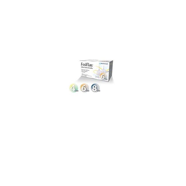 AGO PER PENNA DA INSULINA FEELFINE GAUGE 31 LUNGHEZZA 6 MM 100 PEZZI AGO PER PENNA DA INSULINA FEELFINE GAUGE 31 LUNGHEZZA 6 MM 100 PEZZI