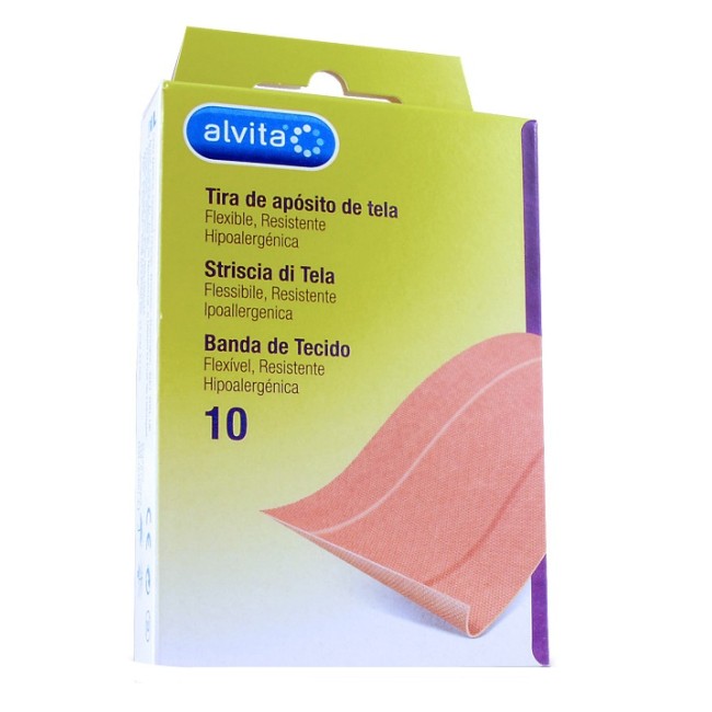 CEROTTO IN STRISCIA DI TELA ALVITA 10 X 6 CM 10 PEZZI CEROTTO IN STRISCIA DI TELA ALVITA 10 X 6 CM 10 PEZZI