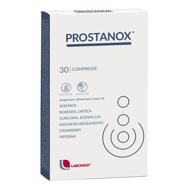 Confezione da 30 compresse di Prostanox, integratore utile per la funzionalità della prostata e delle vie urinarie. Confezione da 30 compresse di Prostanox, integratore utile per la funzionalità della prostata e delle vie urinarie.