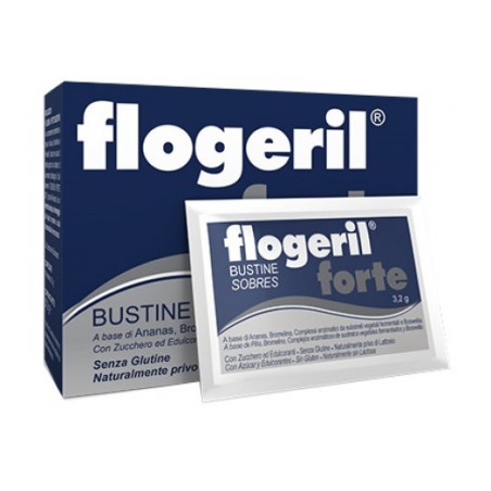 Confezione da 20 bustine di Flogeril Forte, integratore per favorire il microcircolo.