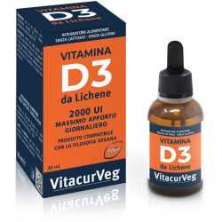 Flacone da 30 ml di Vitacurveg Vitamina D3 Integratore Per Salute Ossea e Immunitaria.