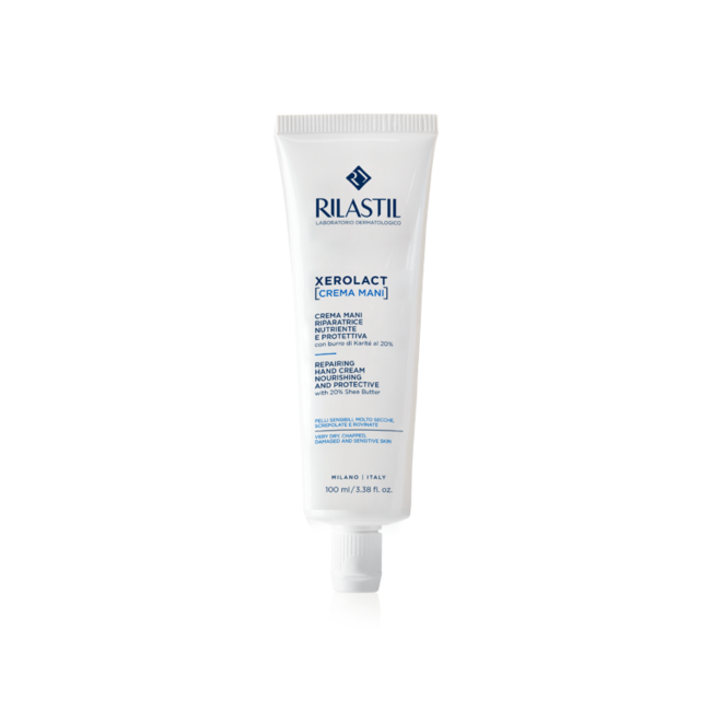 Tubetto da 100 ml di Rilastil Xerolact Crema Mani Nutriente