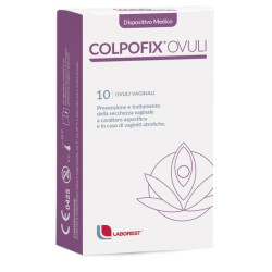 Confezione da 10 ovuli di Colpofix ovuli, rimedio contro la secchezza intima vaginale.