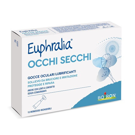 Confezione da 15 fialette monodose di Boiron Euphralia collirio per occhi secchi. Confezione da 15 fialette monodose di Boiron Euphralia collirio per occhi secchi.
