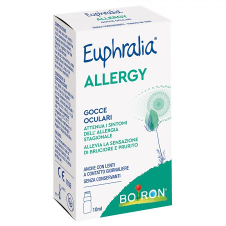 Flacone da 10 ml di Boiron Euphralia Allergy, gocce oculari per allergie stagionali. Flacone da 10 ml di Boiron Euphralia Allergy, gocce oculari per allergie stagionali.