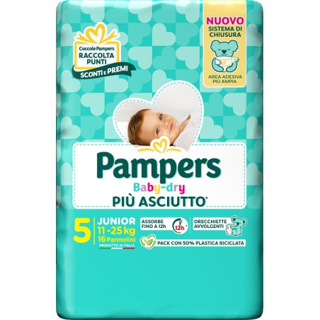Pampers Baby Dry Pannolino Downcount Junior 16 Pezzi Pampers Baby Dry Pannolino Downcount Junior 16 Pezzi