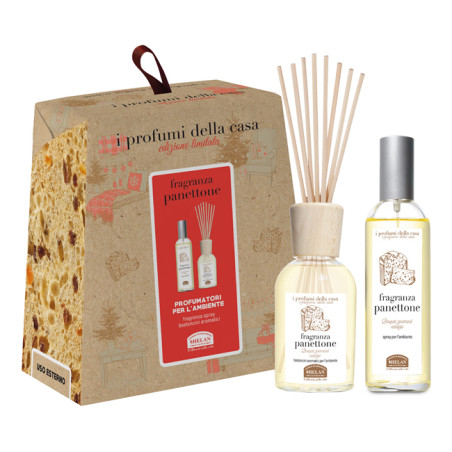 I PROFUMI DELLA CASA SET PANETTONE 1 SPRAY AMBIENTE 100 ML + BASTONCINI AROMATICI AMBIENTE 100 ML I PROFUMI DELLA CASA SET PANETTONE 1 SPRAY AMBIENTE 100 ML + BASTONCINI AROMATICI AMBIENTE 100 ML