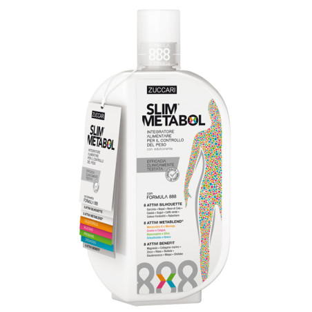 Flacone da 888 ml di Zuccari Slim Metabol, integratore per favorire il dimagrimento. Flacone da 888 ml di Zuccari Slim Metabol, integratore per favorire il dimagrimento.