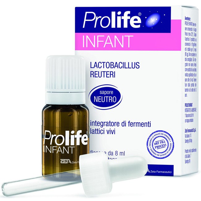 Flacone da 8 ml di Prolife Infant integratore di fermenti lattici vivi per bambini molto piccoli. Flacone da 8 ml di Prolife Infant integratore di fermenti lattici vivi per bambini molto piccoli.
