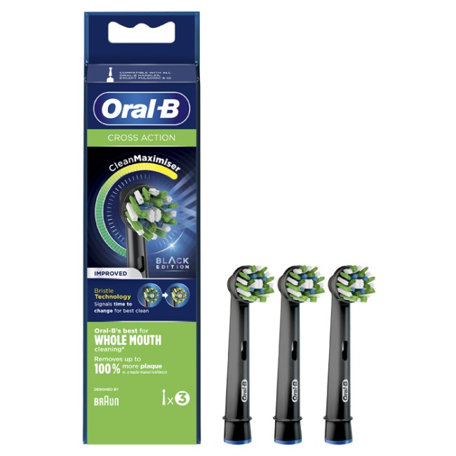 ORALB CROSS ACTION BLACK EB50 TESTINE PER SPAZZOLINO ELETTRICO 3 PEZZI ORALB CROSS ACTION BLACK EB50 TESTINE PER SPAZZOLINO ELETTRICO 3 PEZZI