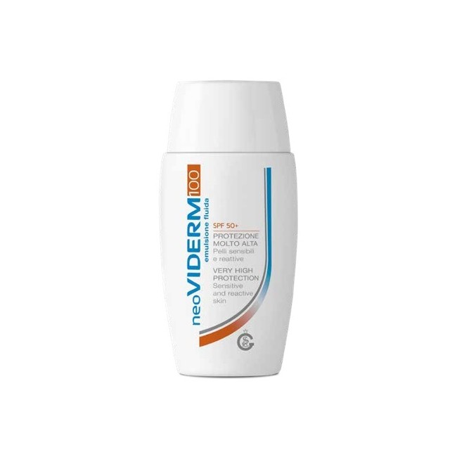 Flacone da 50 ml di Neoviderm 100 + Emulsione Fluida SPF 100 Protezione Molto Alta.