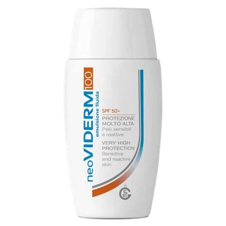 Flacone da 50 ml di Neoviderm 100 + Emulsione Fluida SPF 100 Protezione Molto Alta.